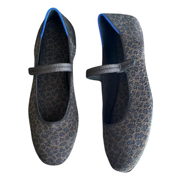 Rothy’s Women’s The Square Mary Jane Chocolate Spot Leopard Print Knit Flats 8.5 - Picture 1 of 13